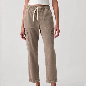 Gap Womens Denim Easy Jean Cargo Tan Acid Wash Medium NWT